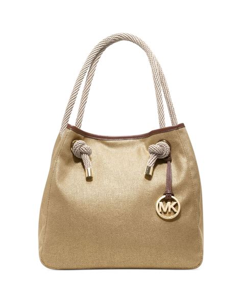 michael kors marina md grab bag canvas gold mocha|MICHAEL Michael Kors Marina Large Grab Bag.